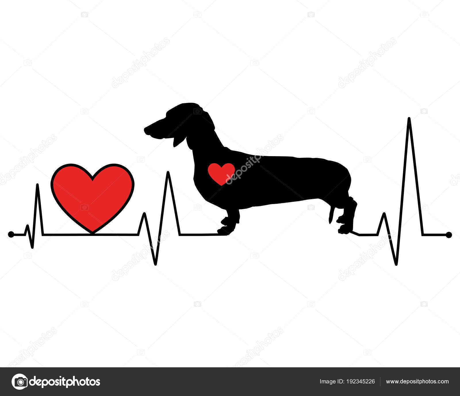Download Dachshund silhouette svg | Dachshund silhouette heartbeat line vector illustration — Stock ...