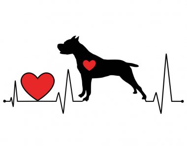 Pit Bull siluet kalp atışı çizgi vektör çizim
