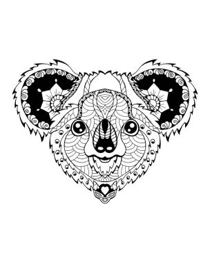 Stilize koala ayı zentangle. Serbest çizim vektör çizim