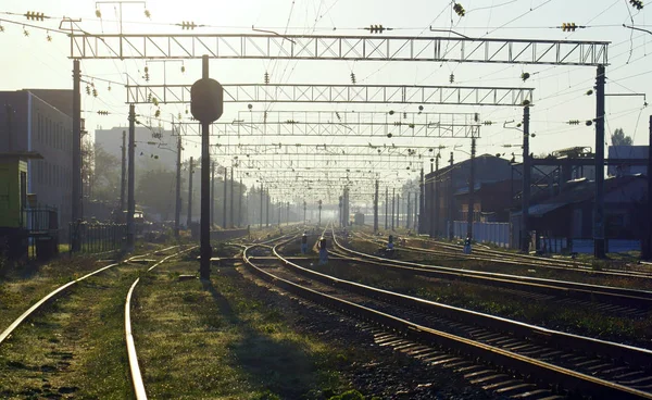 Morning at railroad station — Stock Photo, Image