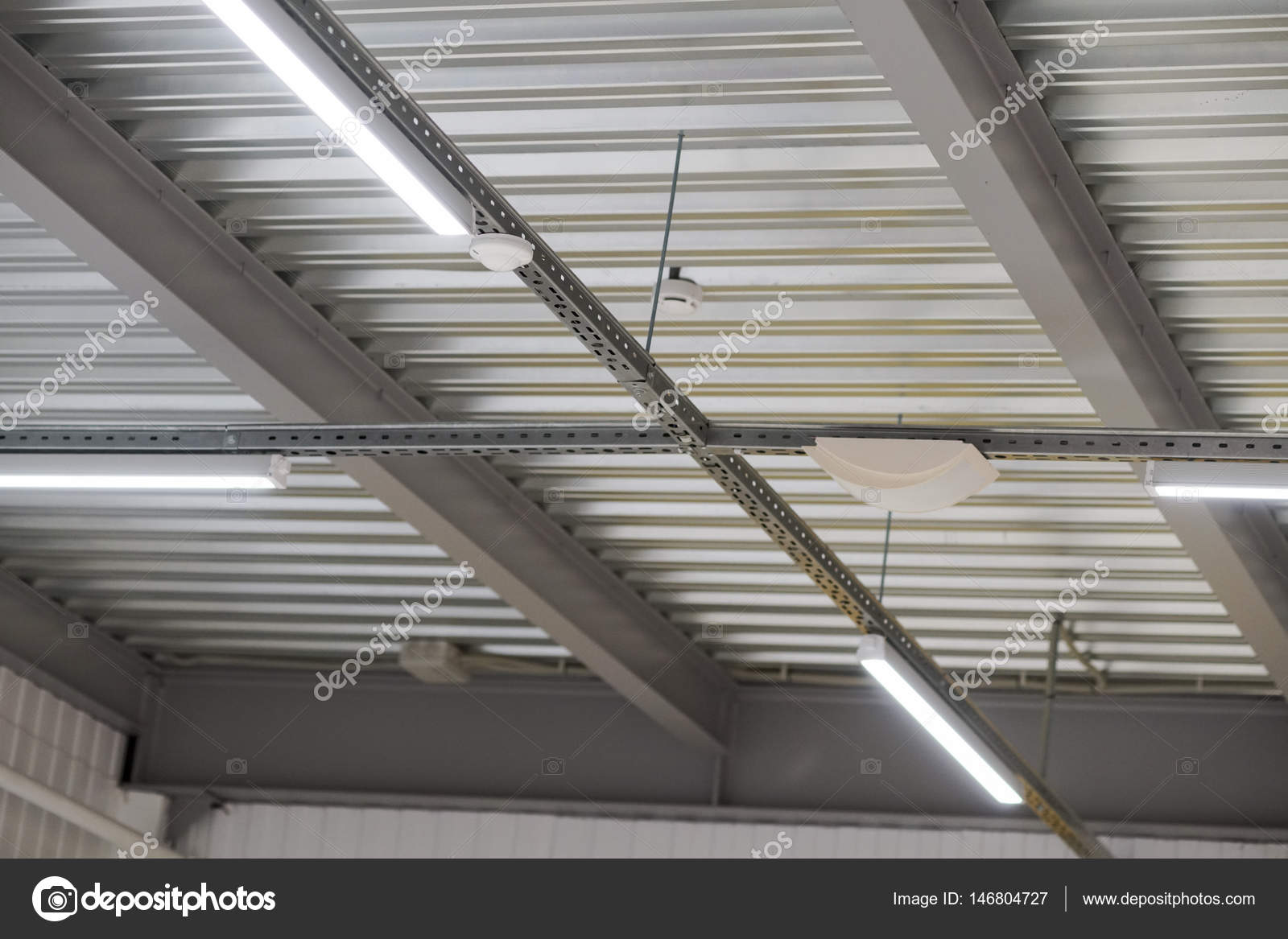Installation Of Lighting Fixtures Suspended Ceiling Stock Photo Installation Of Lighting Fixtures Suspended Ceiling Stock Photo