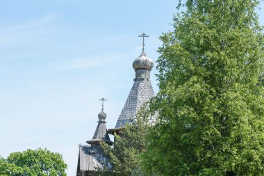 Rusya ve kilise ahşap tüccar izba