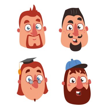 Vektör adam baş Icon set