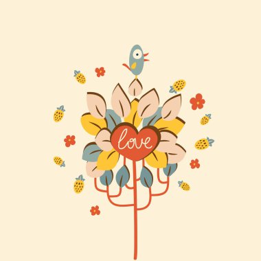 ağaç aşkın renkli vektör çizim