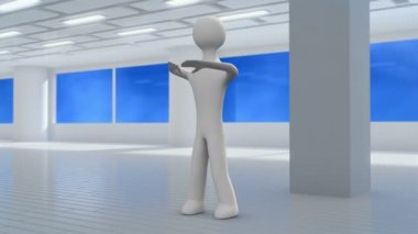 3D erkek spor salonunda eller egzersizleri yapar. Döngü.