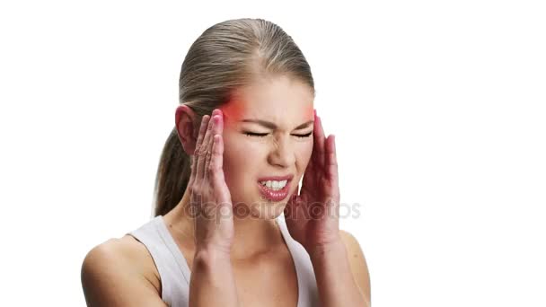 Woman suffering from headache — Stock Video