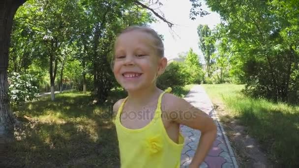 Joyful girl on nature — Stock Video