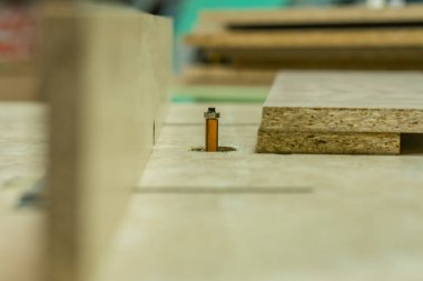 Ağaç işleme. Freze makinesi durdu.