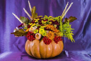 Kabak dan bir vazoda Cadılar Bayramı için buket.