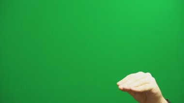 Tiyatro eller. Taklidi belirli varlıklar davranışını elinde. Arka plan yeşil ekran. Kavram iletişim.