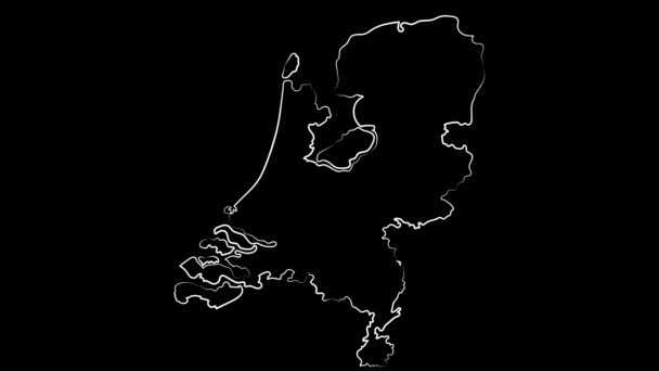 アムステルダムオランダ地図とフラグを着色します。モーションデザイン. — ストック動画