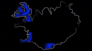 İzlanda haritayı ve bayrağı boyuyor. Hareket tasarımı.
