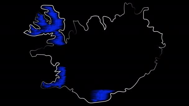 Ισλανδία χρωματίζει το χάρτη και τη σημαία. Σχεδιασμός κίνησης. — Αρχείο Βίντεο