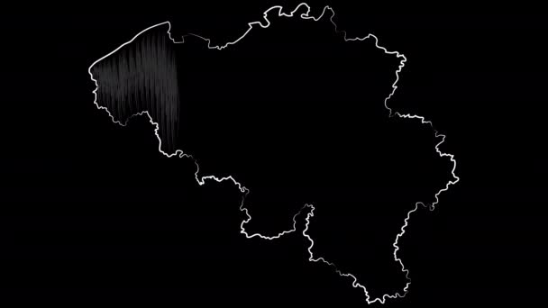 Antwerpen or Antwerp Belgium coloring the map and flag. Motion design. — ストック動画