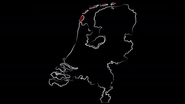 Rotterdam Hollanda haritayı ve bayrağı boyuyor. Hareket tasarımı. — Stok video