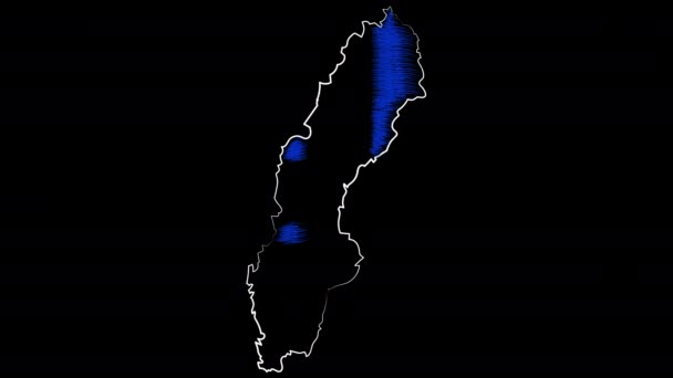 Vasteras Sweden coloring the map and flag. Motion design. — ストック動画