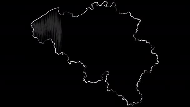 Liege Belgium coloring the map and flag. Motion design. — ストック動画