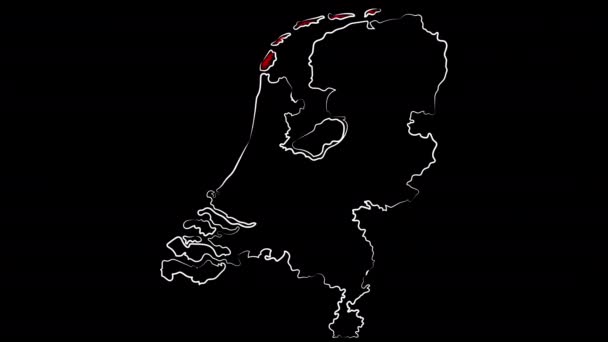 Groningen Netherland coloring the map and flag. Motion design. — Stock Video