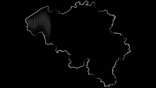 Aalst Belgium coloring the map and flag. Motion design. — Stock Video