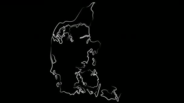 地図と旗を着色デンマークをコールドします。モーションデザイン. — ストック動画