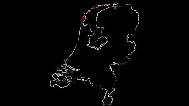 Leiden Nederländerna färga kartan och flaggan. Rörelsesätt. — Stockvideo