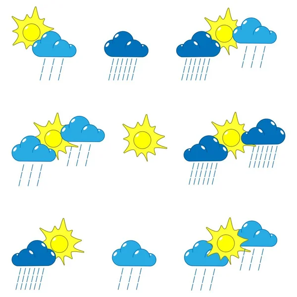 Weather. Rain. The sun is behind the clouds. Vector.