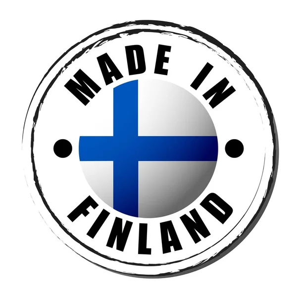 芬兰制造的彩旗。 符号。 封印. — 图库矢量图片
