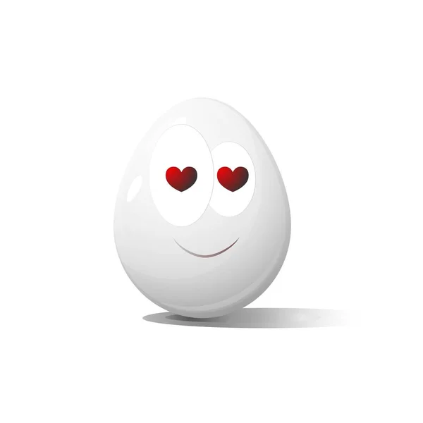 Rostos em ovos de galinha na forma de expressões faciais, refletindo emoções. O conceito de olhos de amor . —  Vetores de Stock