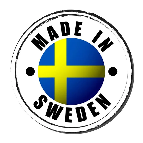 Gemacht in schwedischer Färbung der Flagge. Symbol. Siegel. — Stockvektor