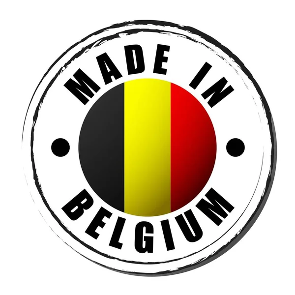 Fabriqué en Belgique colorant le drapeau. Symbole. Scellé . — Image vectorielle