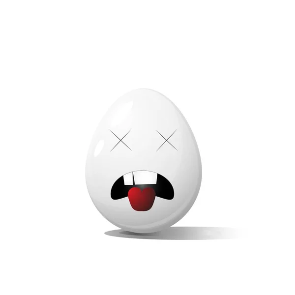 Обличчя на курячих яйцях у вигляді виразів обличчя, що відображають емоції. Поняття Смерть. Втрата свідомості від шоку . — стоковий вектор