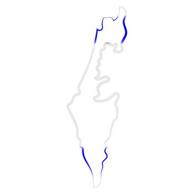 Israel coloring the contour map. Vector background. Outline