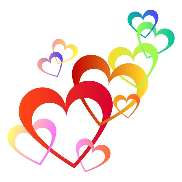 Happy Valentines Day Greeting Card. Multicolor hearts. Vector — Stok Vektör