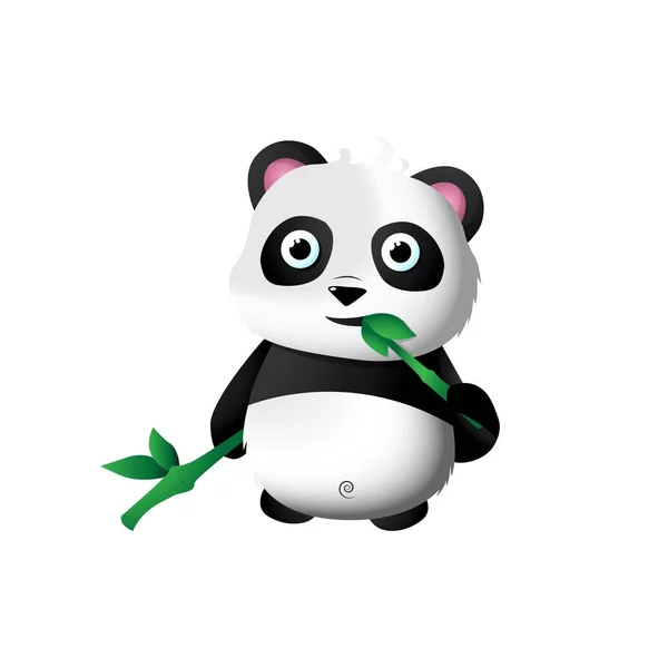 Aranyos panda eszik bambusz illusztráció és vektor — Stock Vector