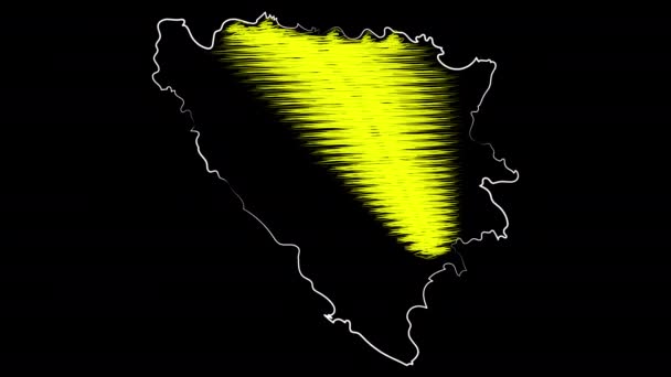 ボスニア・ヘルツェゴビナは地図と旗を着色している。動作 — ストック動画