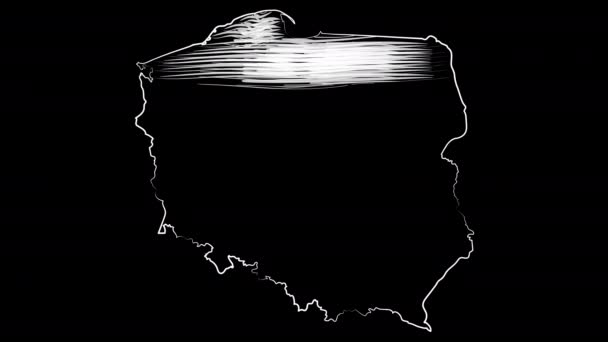 Poland coloring the map and flag. Motion design. — Stock Video