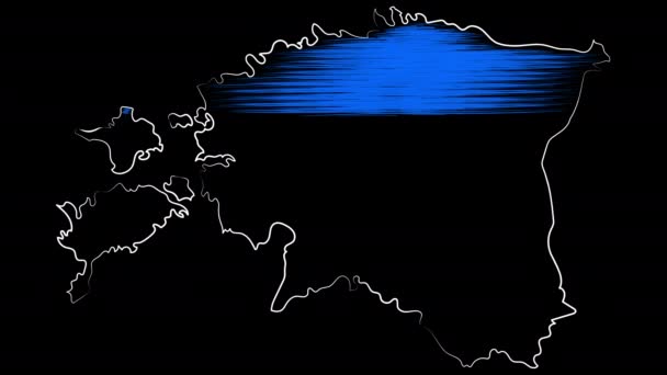 Tallinn Estonya haritayı ve bayrağı boyuyor. Hareket tasarımı. — Stok video