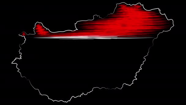 Hungria colorir o mapa e bandeira. Moção — Vídeo de Stock