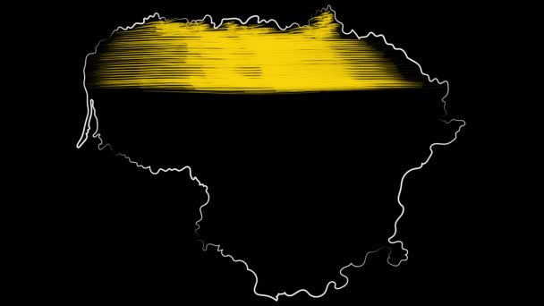 Lituania colorear el mapa y la bandera. Moción — Vídeos de Stock