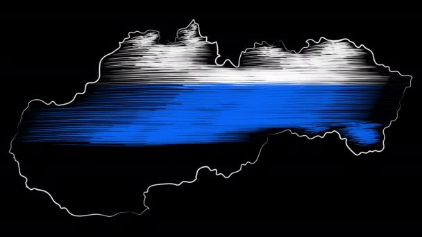 Presov Eslováquia colorir o mapa e bandeira. Desenho de movimento . — Vídeo de Stock