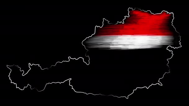 Graz Áustria colorindo o mapa e a bandeira. Desenho de movimento . — Vídeo de Stock