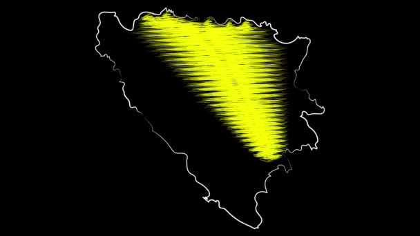 ツラ・ボスニアとボスニア・ヘルツェゴビナが地図と旗を彩色している。モーションデザイン. — ストック動画