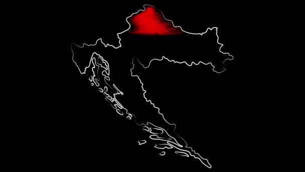 Rijeka Chorvatsko zbarvení mapy a vlajky. Návrh pohybu. — Stock video