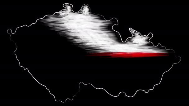 Brno Czech republic coloring the map and flag. Motion design. — Stock Video