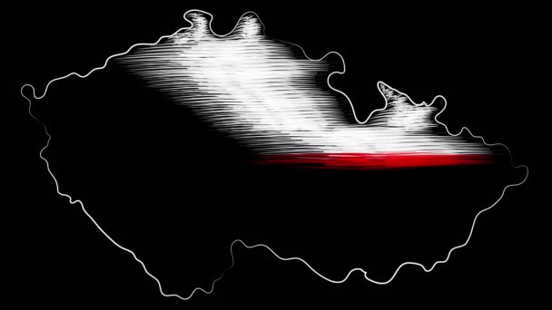 Ostrava República Checa colorir o mapa e bandeira. Desenho de movimento . — Vídeo de Stock