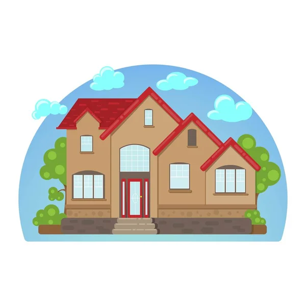 Vector illustration of cool detailed house isolated on white background. — Stock Vector