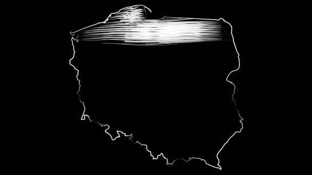 Щецин Польща розфарбувала карту і прапор. Дизайн руху. — стокове відео