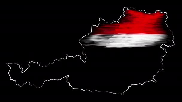 Klagenfurt Austria coloring the map and flag. Motion design. — Stock Video