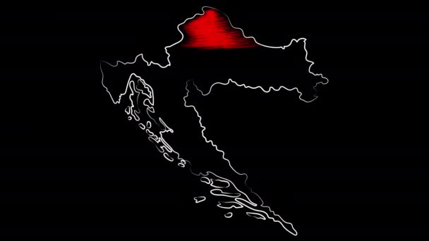 Karlovac Croatia coloring the map and flag. Motion design. — Stock Video