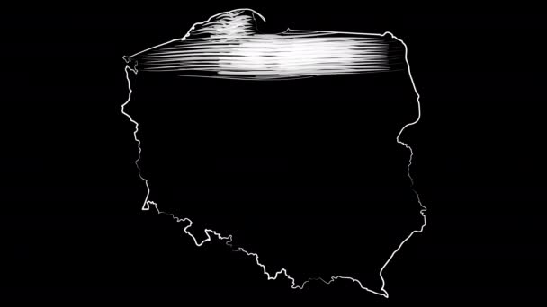 Gdynia Polonia colorear el mapa y la bandera. Diseño de movimiento . — Vídeos de Stock